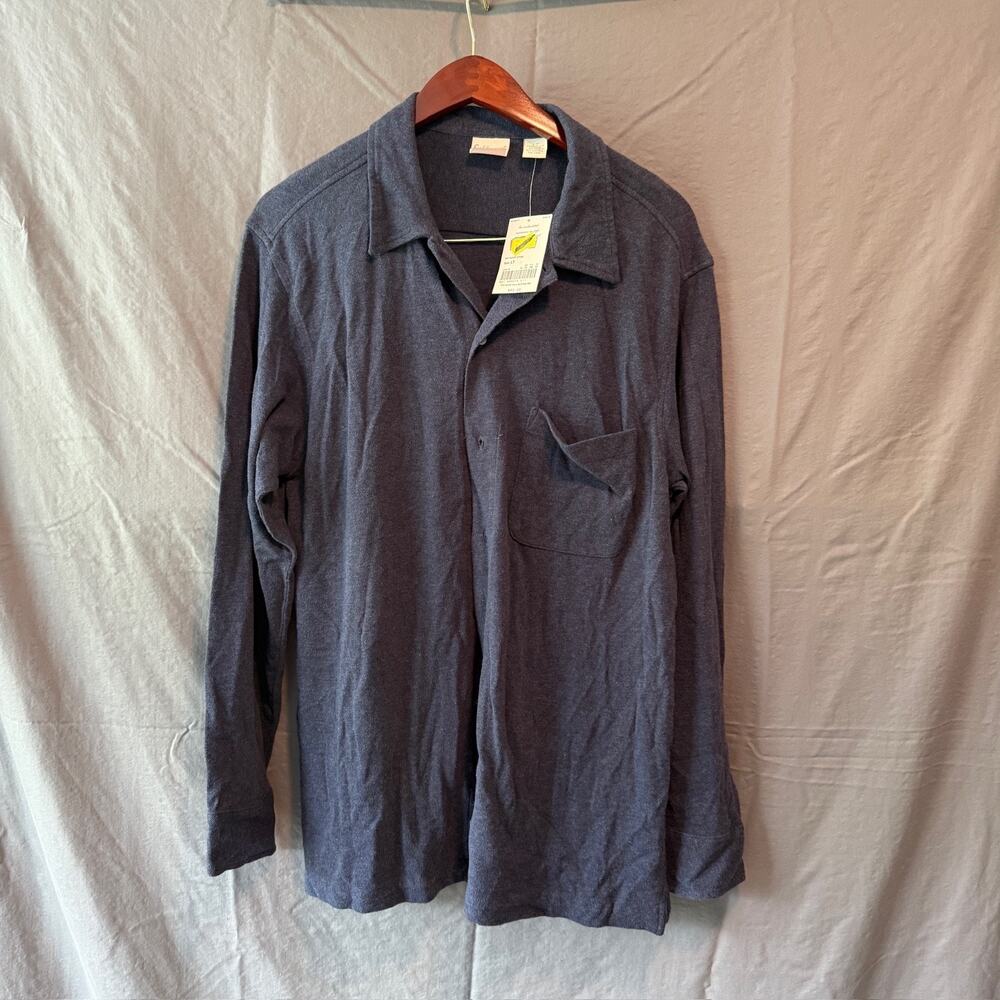 Fieldmaster Men’s Large Tall LT Navy Heather Long Sleeve Full Button Front Shirt